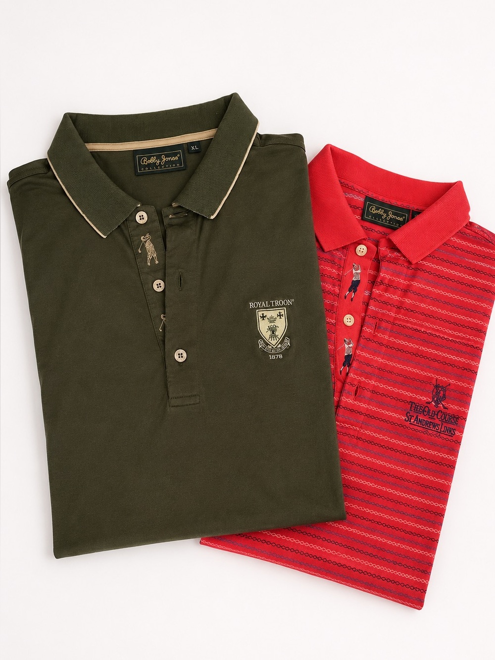 Vintage Bobby Jones Made in Italy Golf Polo Shirt Bundle (2) XL 100% Cotton